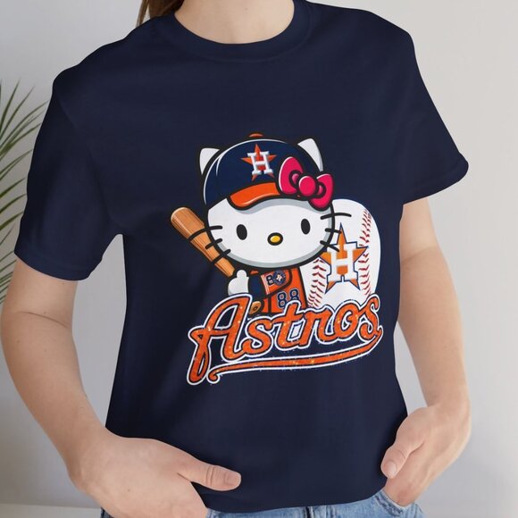 Houston Astros Unisex Shirt Retro Baseball MLB Astros hello kitty T-shirt 11 - Picture 1 of 2